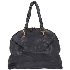 Yves Saint Laurent Metallic Navy Leather Calypso Handbag 211385 213317 166623